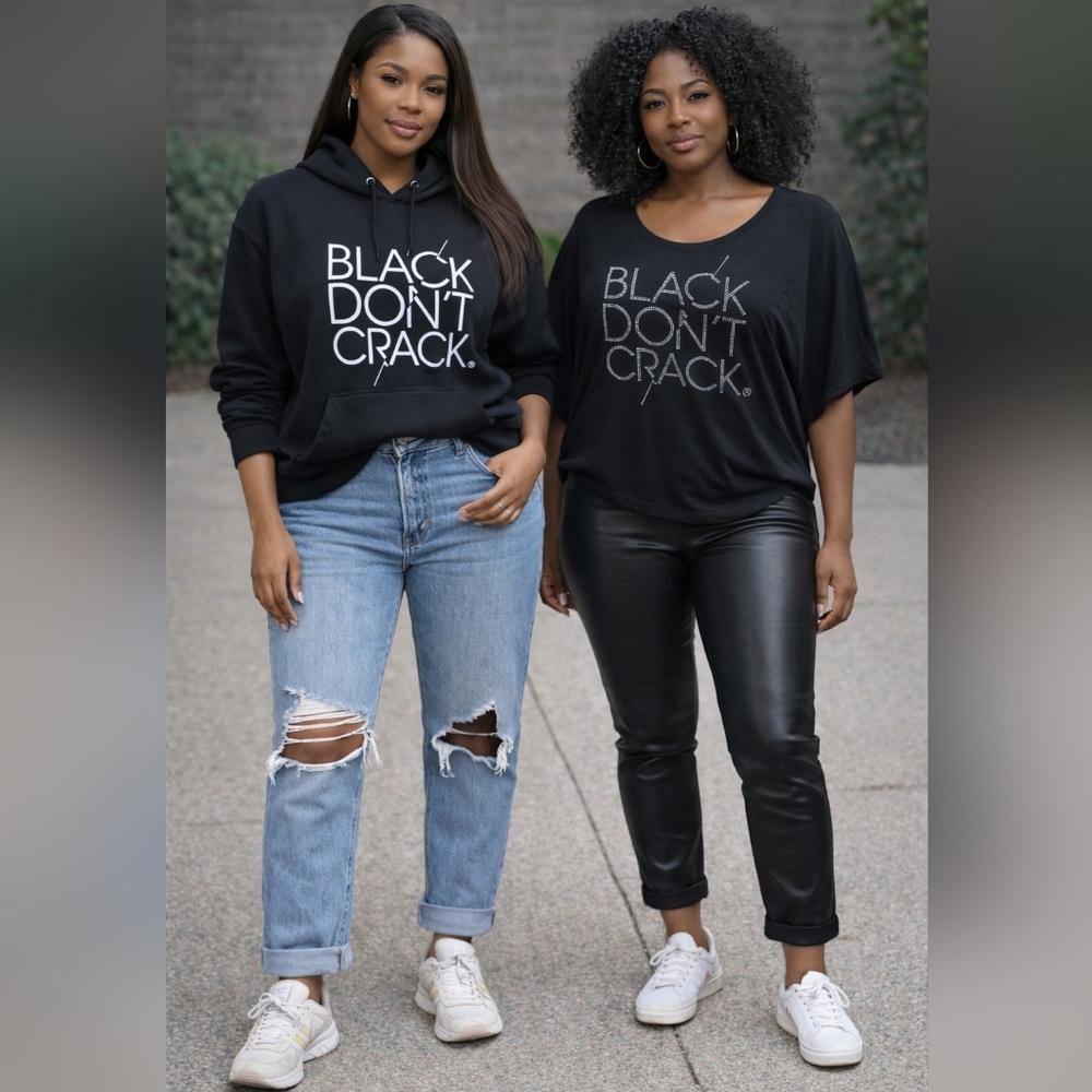 Set Of 2 Women's -Black Don't Crack Graphic Hoodie And Off Shoulder Top